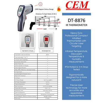 دماسنج لیزری 1000 درجه مدل DT-8876V سی ایی اِم